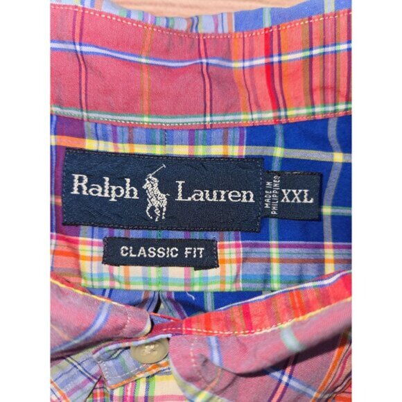 Ralph Lauren Mens Classic Fit Shirt XXL Short Sleeve Button-Down Multicolor - Picture 5 of 8